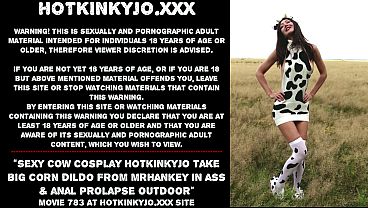 Sexy cow cosplay Hotkinkyjo take big corn dildo from mrhankey in ass & anal | Free Anal Sex Porn Video